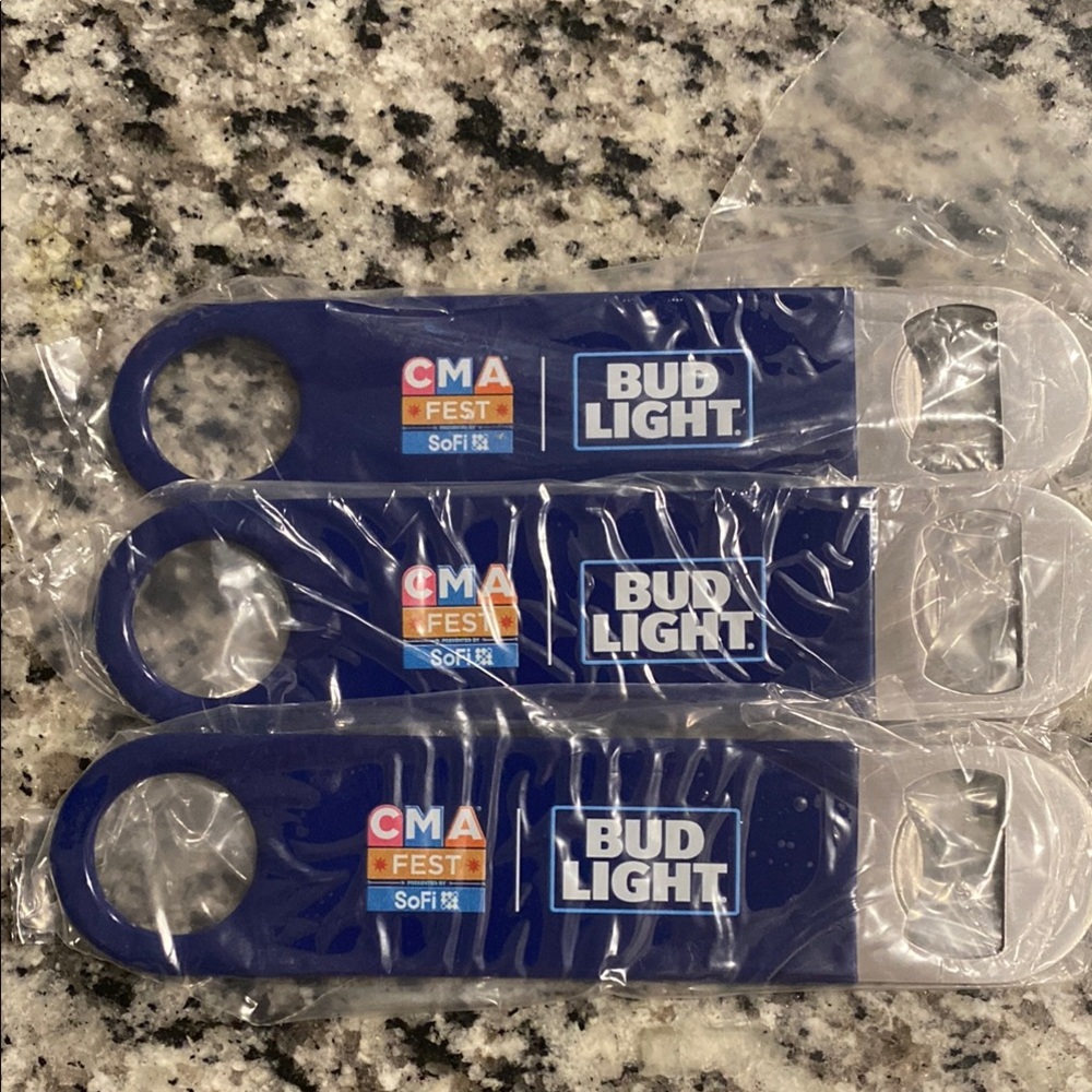 Bud Light Blue Bottle Openers (3)